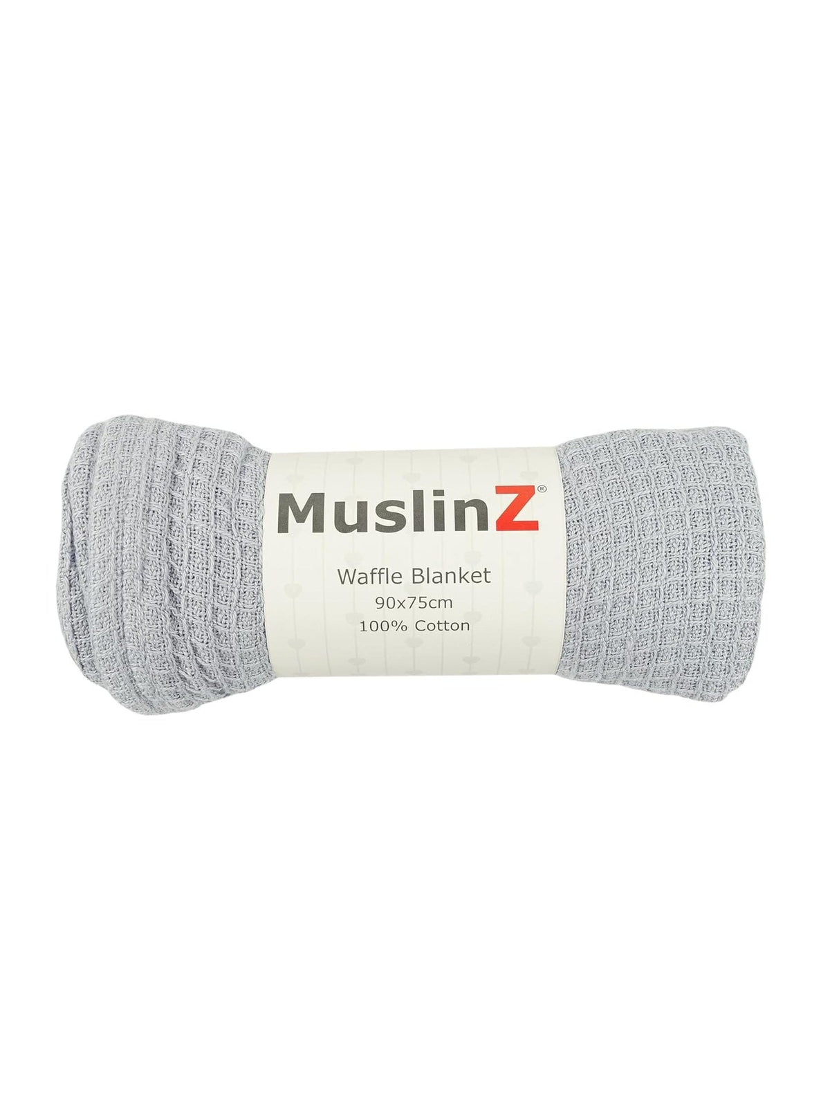 100% pure cotton grey waffle blanket 90x75cm by Muslinz, flat