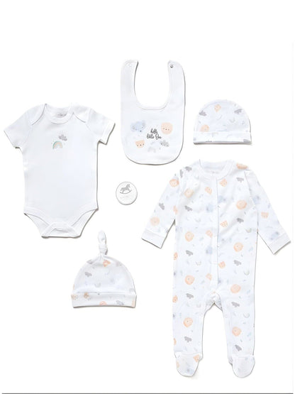 'Hello Little One Animals' 5 Piece Layette Gift Set. Rock a Bye Baby