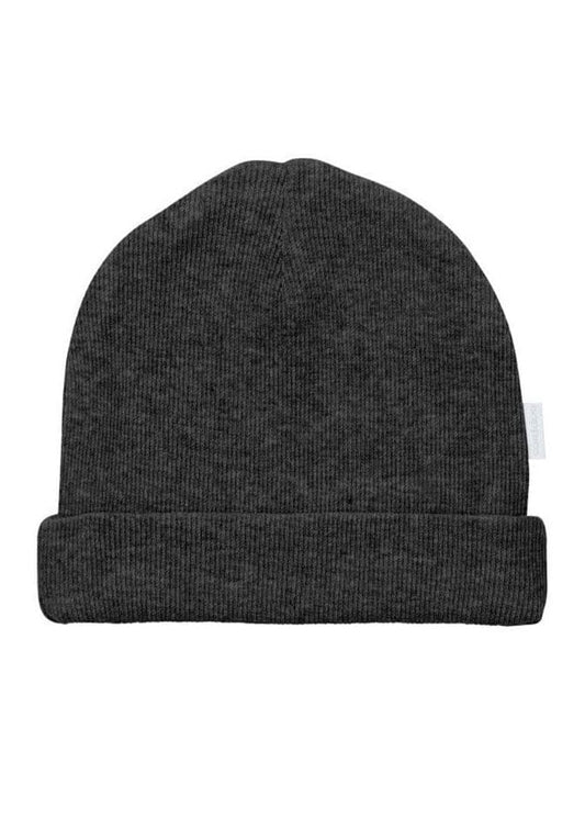 Organic Cotton Ribbed Hat - Dark Grey Melange Hat Noppies 
