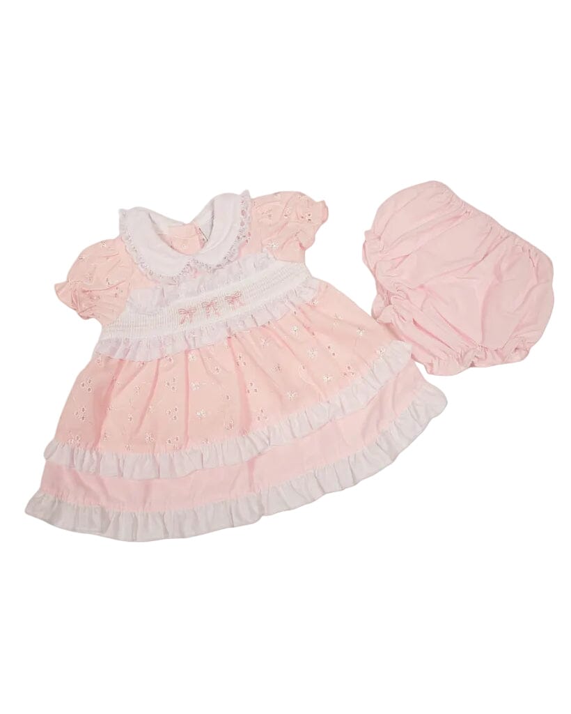 Premature Pink Baby Dress with Embroidery Dress Tiny Chick 