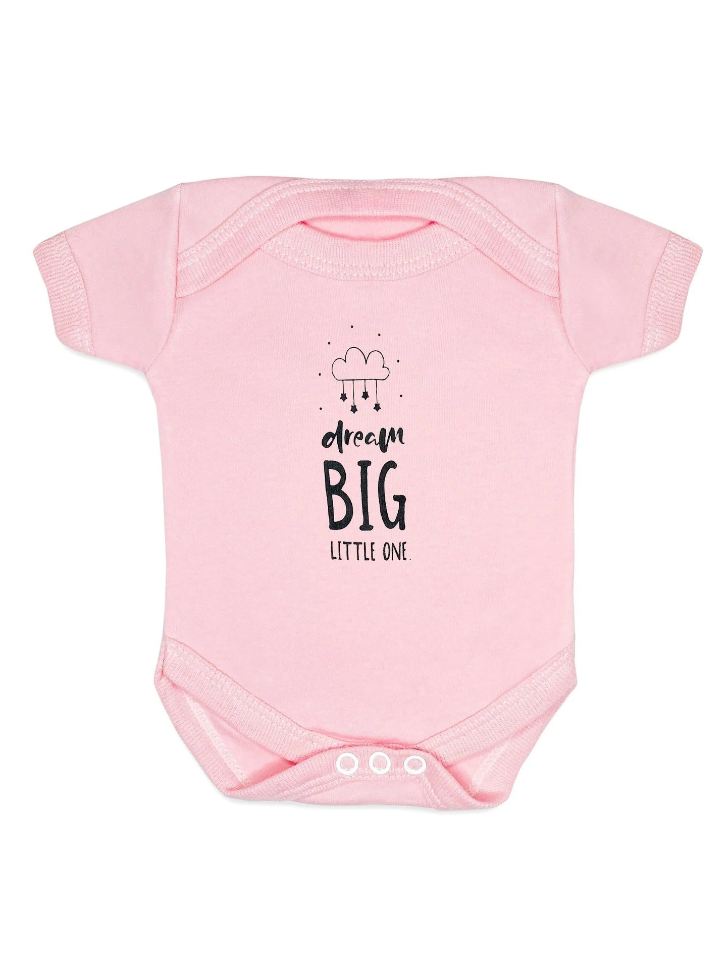 Pink "Dream Big Little One" slogan bodysuit for premature babies by Little Mouse