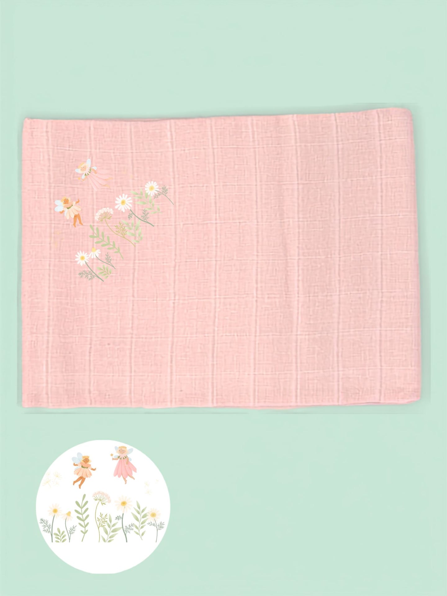 'Fairy Garden' 100% Pure Cotton Muslin - 70cm x 70cm - One Muslin Muslin Little Mouse Baby Clothing & Gifts Pale Pink 