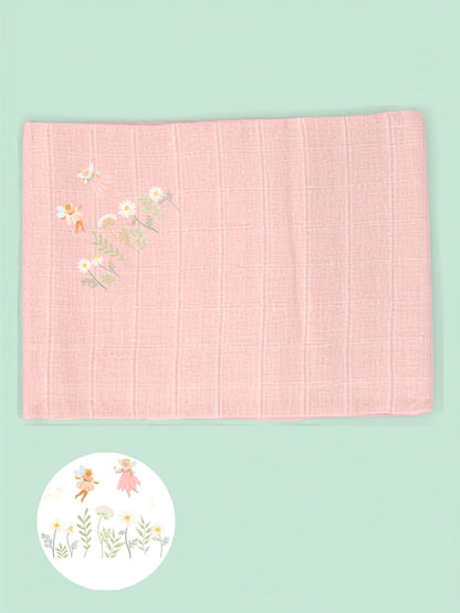 'Fairy Garden' 100% Pure Cotton Muslin - 70cm x 70cm - One Muslin Muslin Little Mouse Baby Clothing & Gifts Pale Pink 
