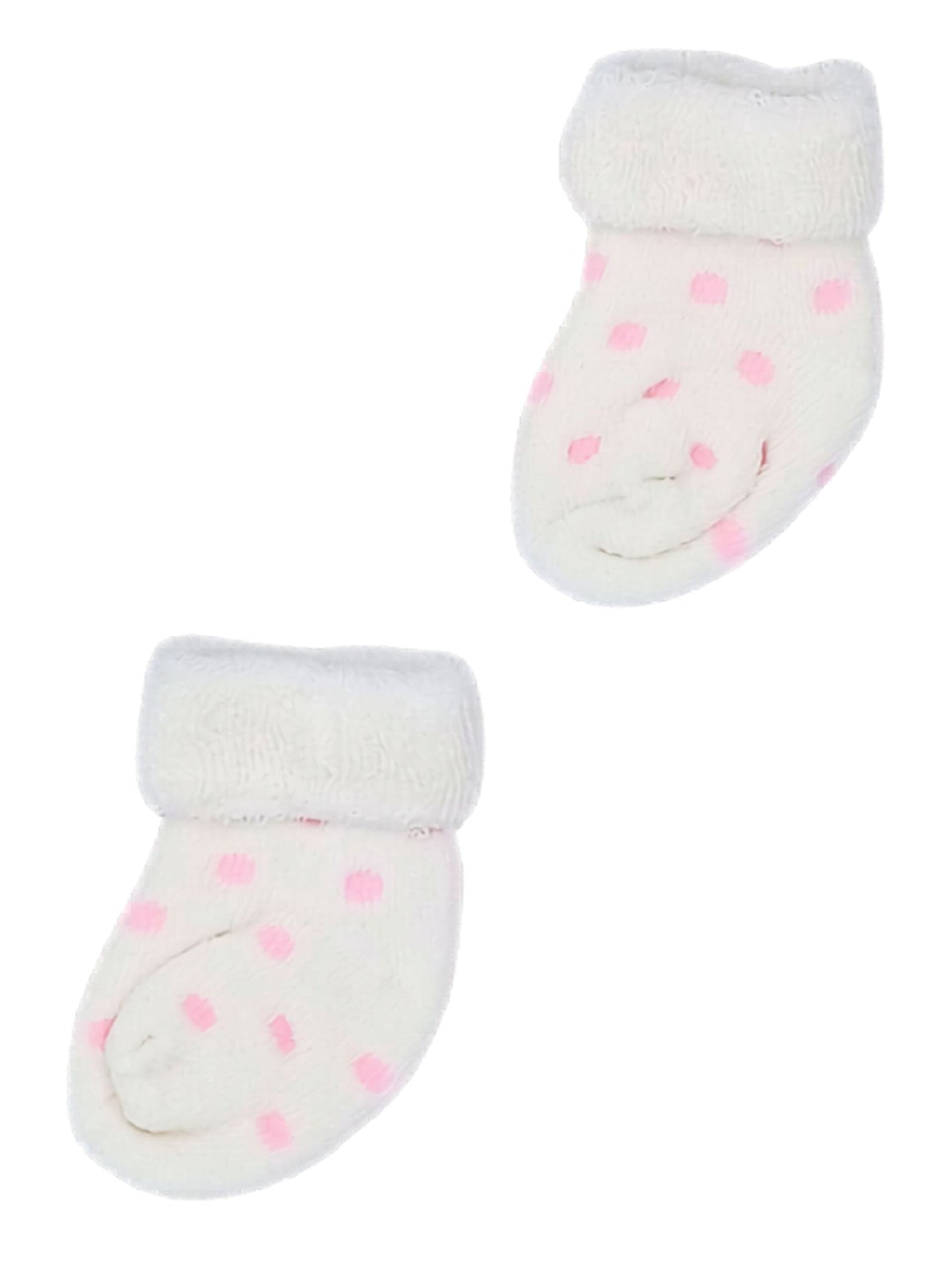 White With Pink Spots Stay-on Towelling Premature Baby Socks Little Mouse Baby Clothing & Gifts