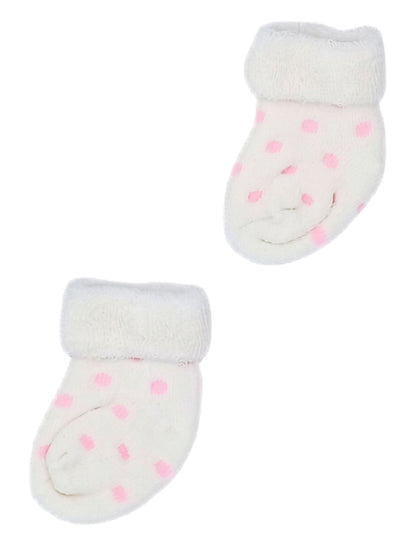 White With Pink Spots Stay-on Towelling Premature Baby Socks Little Mouse Baby Clothing & Gifts