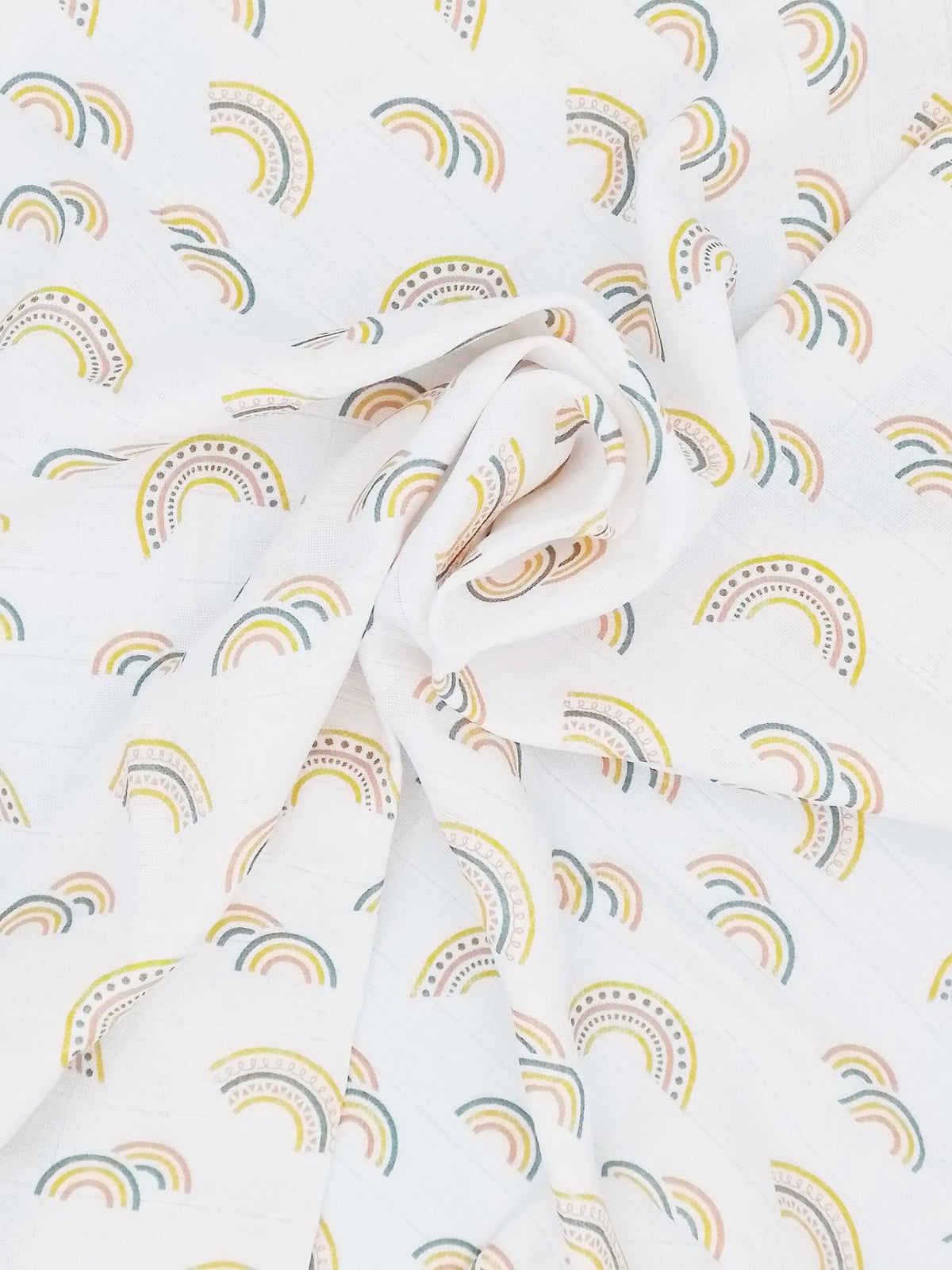 Rainbow print 100% pure cotton muslin square 70x70cm by Muslinz, front