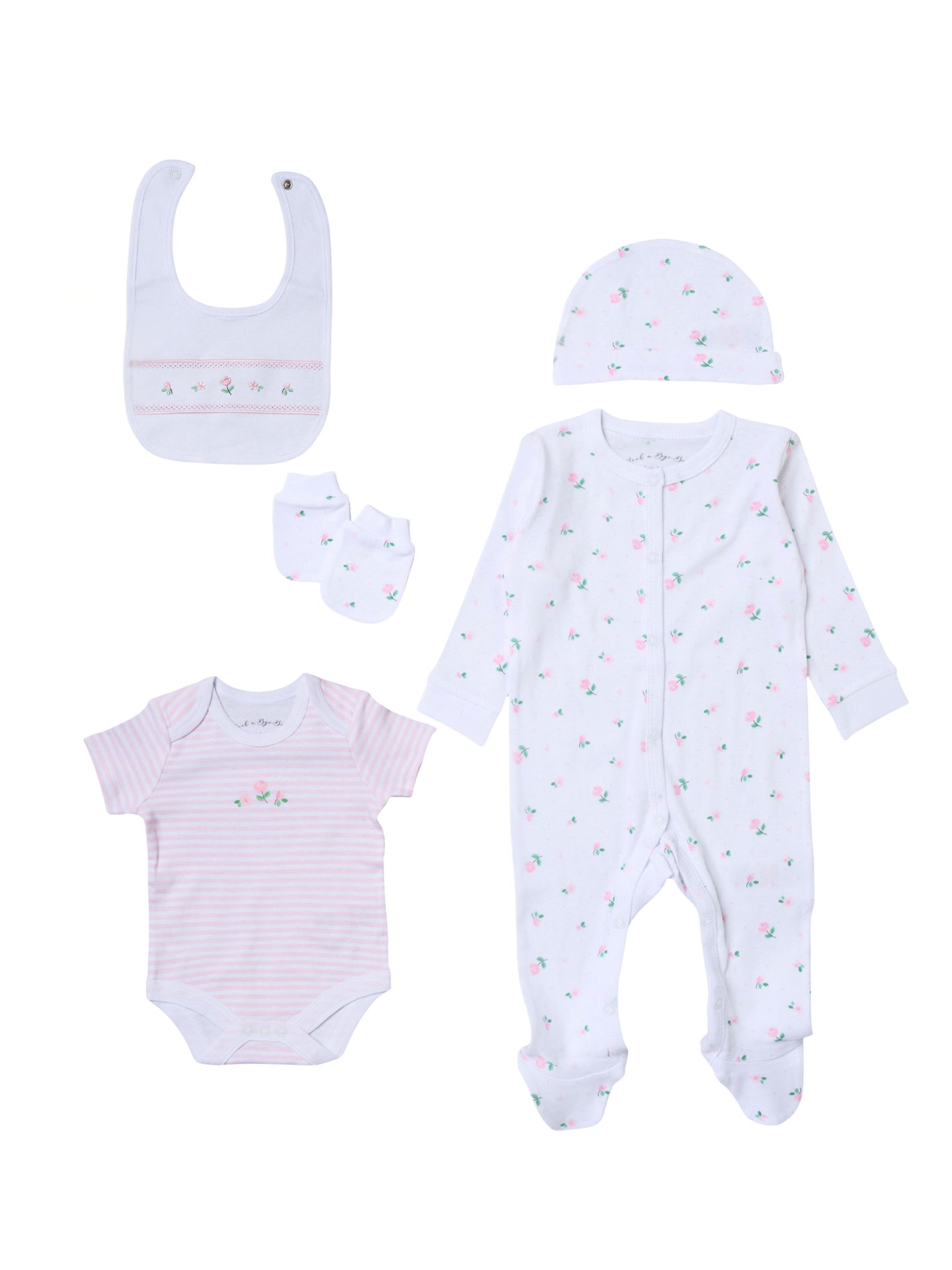 5 Piece Floral Layette Set Set Rock a Bye Baby 