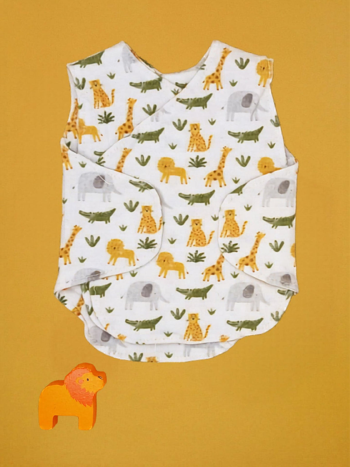 Safari Dreams neonatal vest 2 pack, close-up of animal print