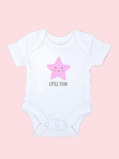 Bright Pink Zipped Sleepsuit, 'Little Star' Motif Bodysuit, Pink Star Hat and Socks Set. Set Little Dreamer 