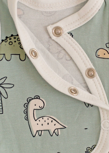 2 piece wrap top & trouser set, Dino Buddies, Teal Top & Trousers Tiny & Small 