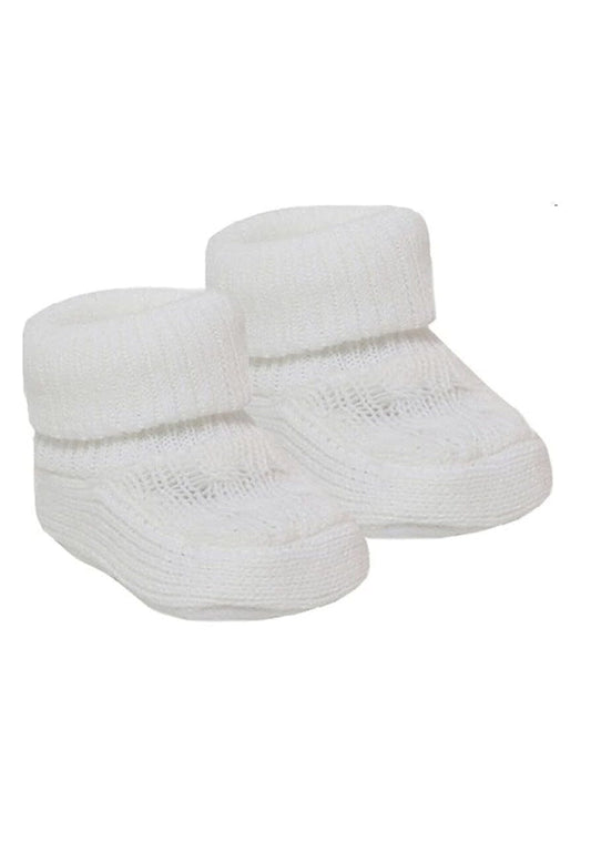 White Cable Knitted Booties Booties Soft Touch 