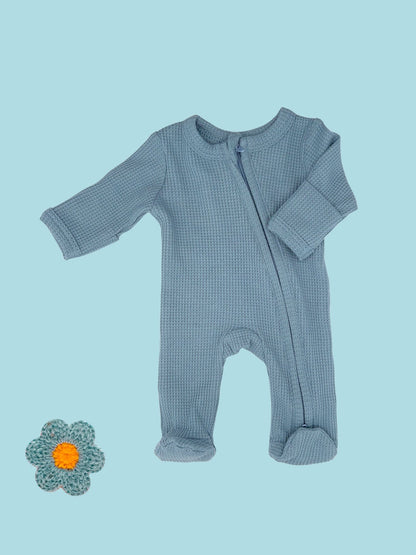 Zipped Premature Baby Sleepsuit, Fold-Over Mitts - Blue Sleepsuit / Babygrow Little Dreamer 