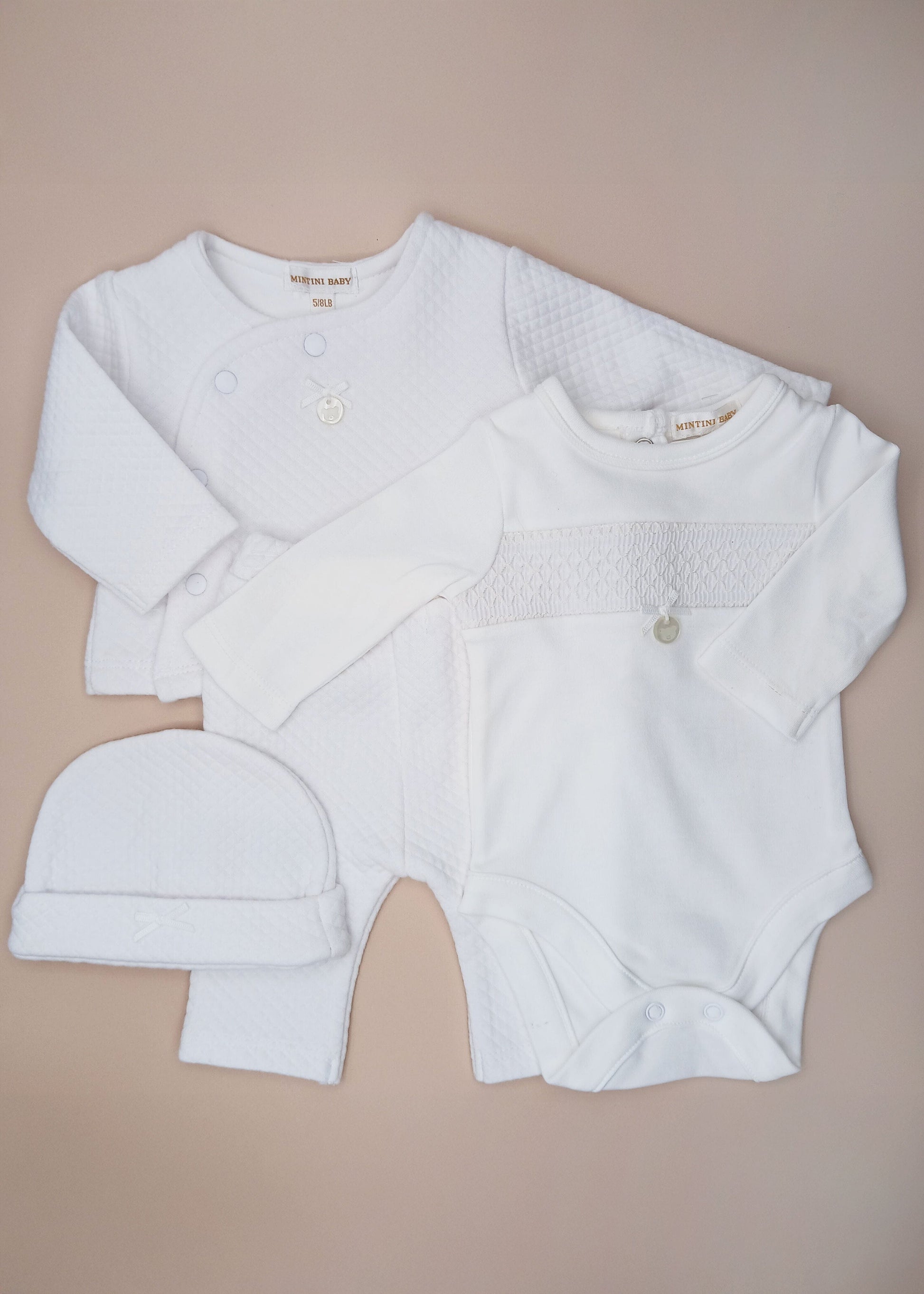 White Waffle Tiny Baby - Four Piece Set Outfit Mintini Baby 