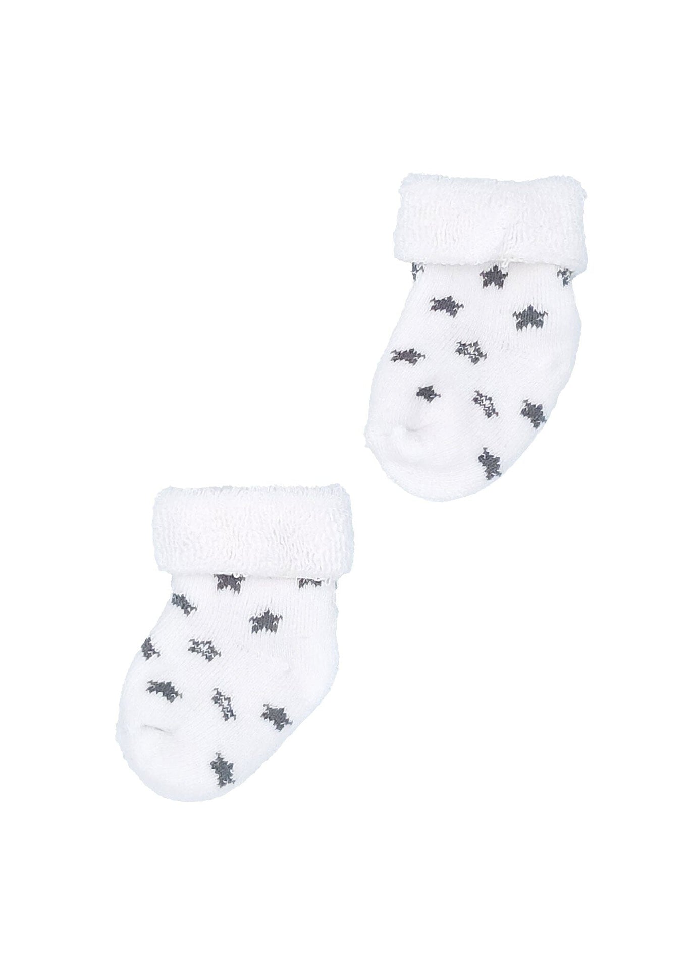 Set of three pairs of socks: White With Grey Stars Stay-on Towelling Premature Baby Socks Socks Little Mouse Baby Clothing & Gifts 