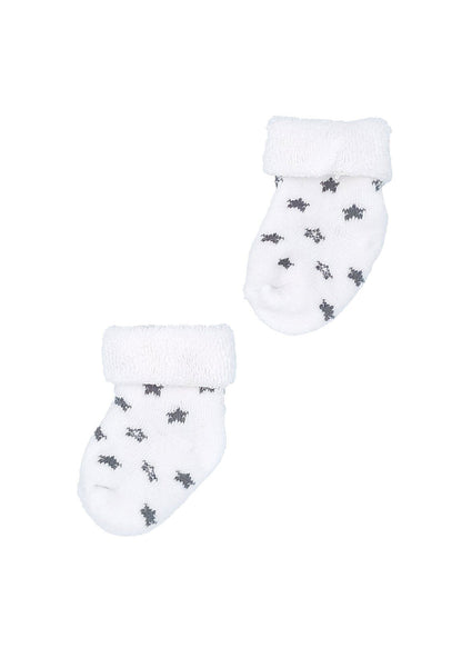 Set of three pairs of socks: White With Grey Stars Stay-on Towelling Premature Baby Socks Socks Little Mouse Baby Clothing & Gifts 
