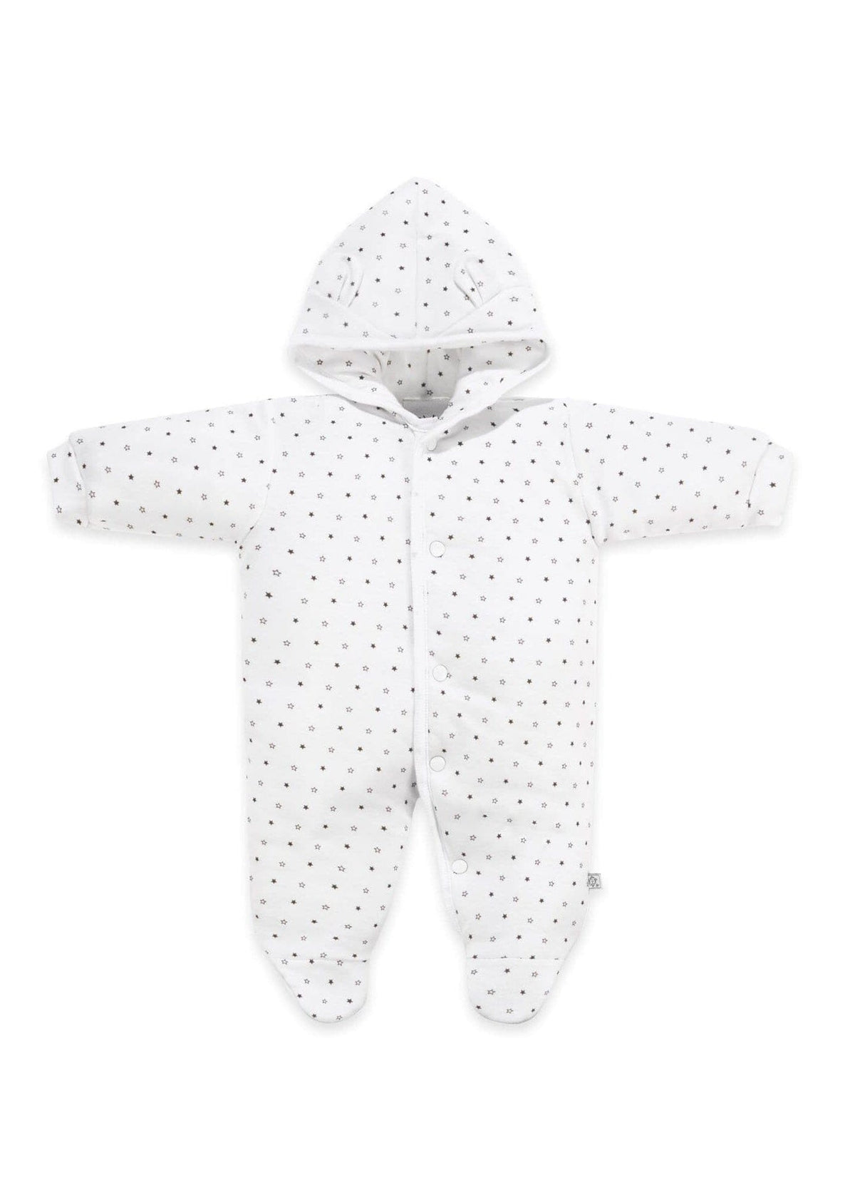 White Starry Snowsuit, Bear Ears on Hood Snowsuit / Pramsuit Dandelion 