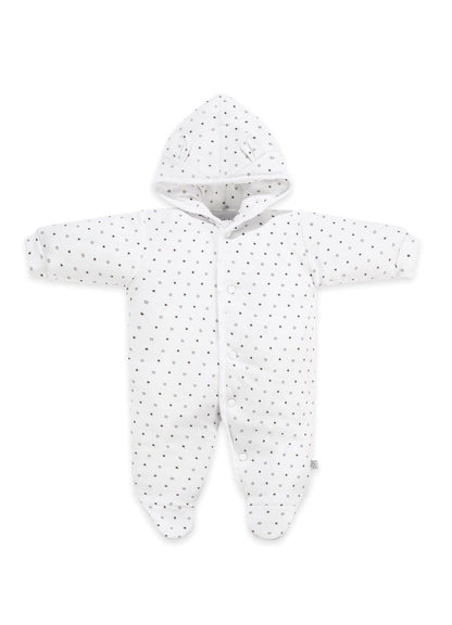 White Starry Snowsuit, Bear Ears on Hood Snowsuit / Pramsuit Dandelion 