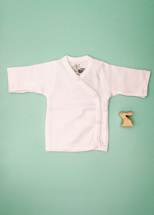 Organic Cotton White Wrap Shirt Bodysuit / Vest Fixoni 