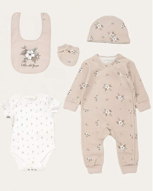 Organic 5 Piece Layette Set "Wild Flowers" Set HomeGrown Baby 