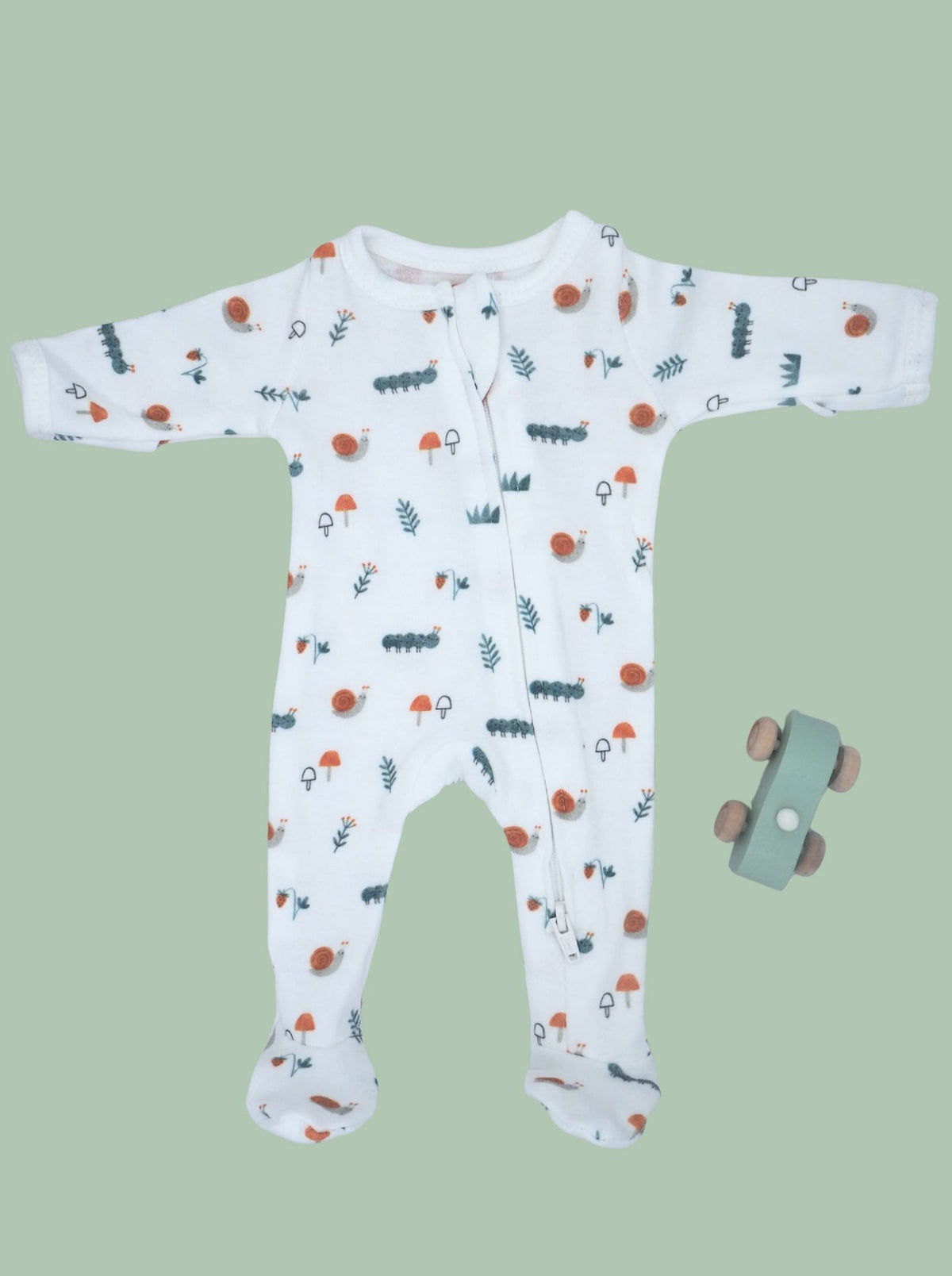 2 Pack Zipped Sleepsuits - Happy Snail and Caterpillar