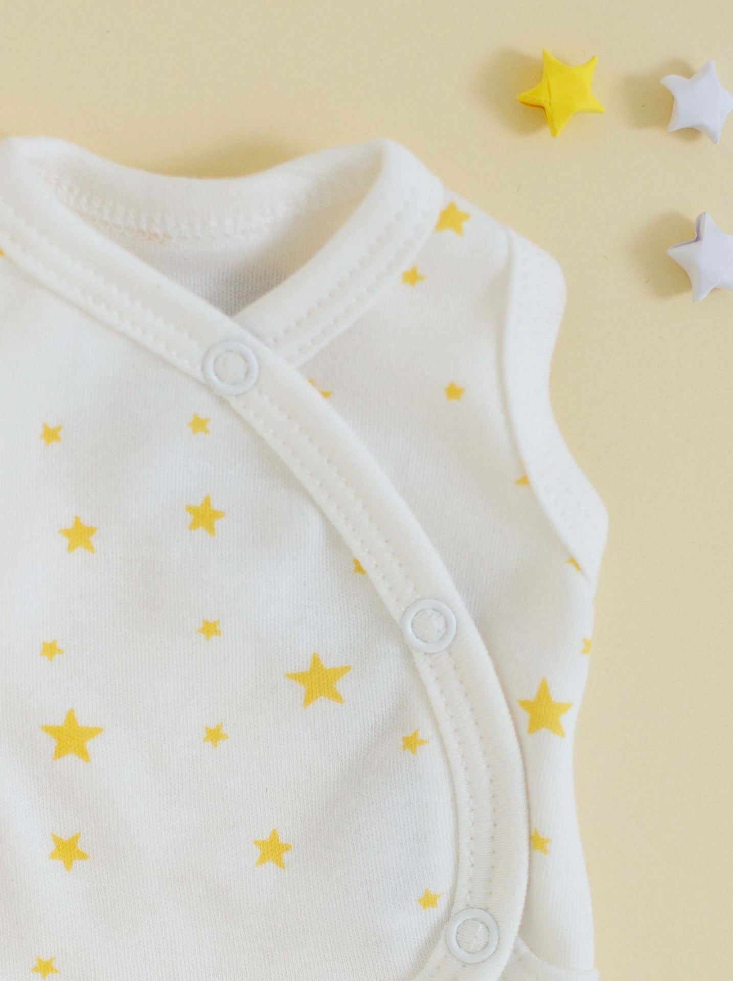 Incubator Vest, Yellow Stars, Premium 100% Organic Cotton Tiny & Small