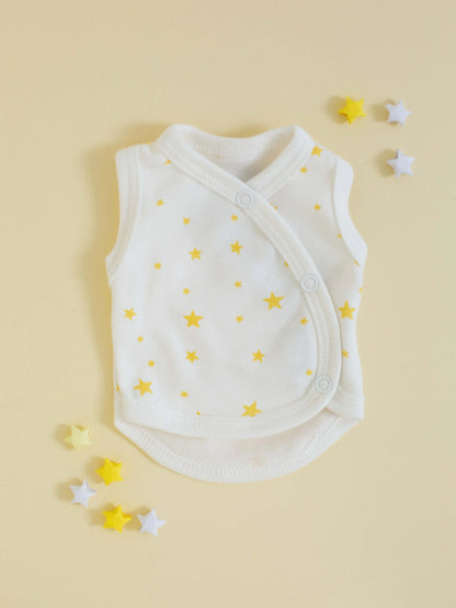 Incubator Vest, Yellow Stars, Premium 100% Organic Cotton Bodysuit / Vest Tiny & Small 